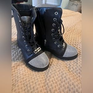 Size 12 Bebe black boots with rhinestones - worn once for Halloween